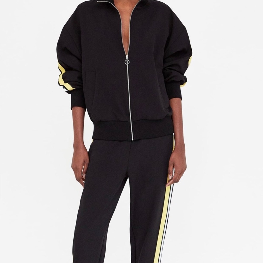 Zara Basic Black Lightweight Athletic/Track Jacke… - image 2